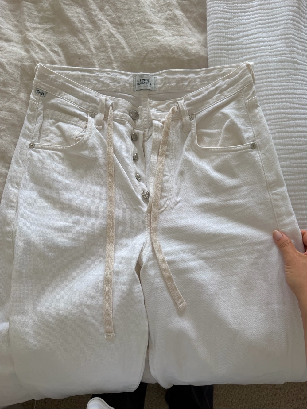 Citizens Of Humanity Off-White High-Rise Button-Fly Jeans